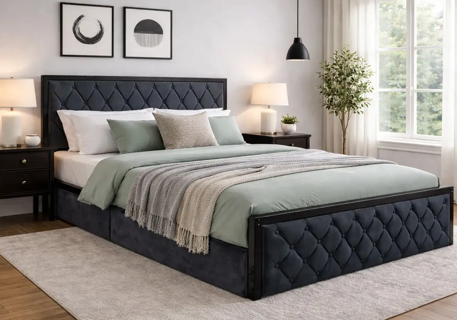 Noah Upholstered Storage King Bed & Mattress 6" Combo